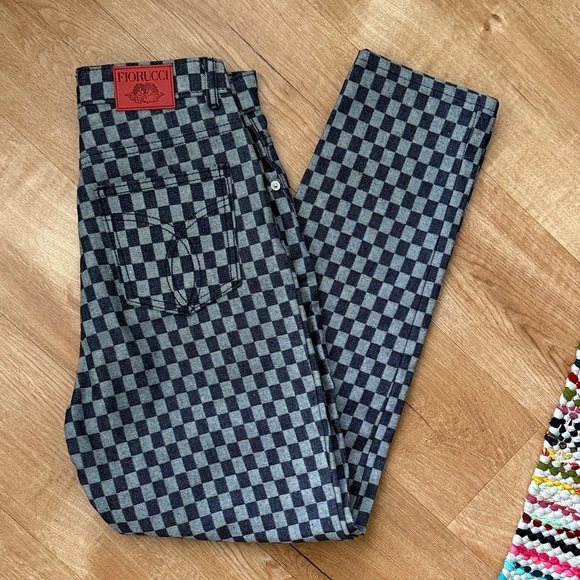 Fiorucci Denim - Fiorucci Women’s Blue Denim Checkered Jeans